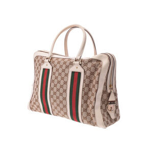 Gucci leather bag White tote canvas GG Beige Tan Ivory